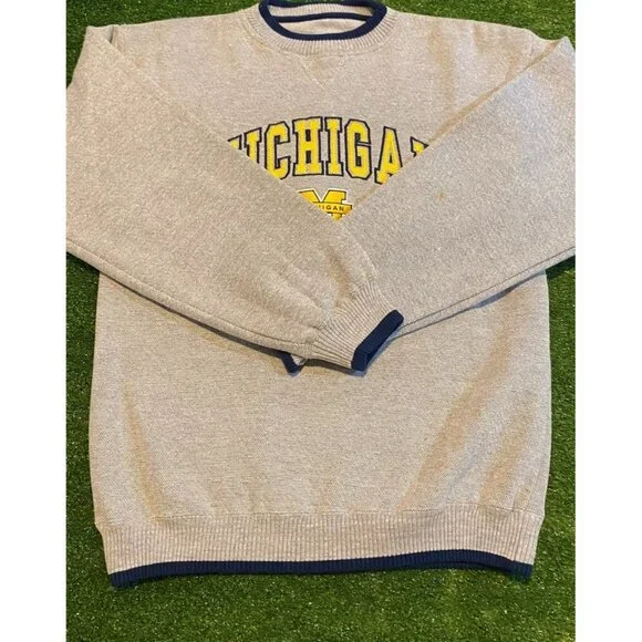 Michigan Wolverines sweatshirt mens medium gray vintage logo athletic 1990s 39 - Picture 6 of 12
